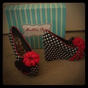 Bettie page wedge shoes 7 pin up rockabilly retro